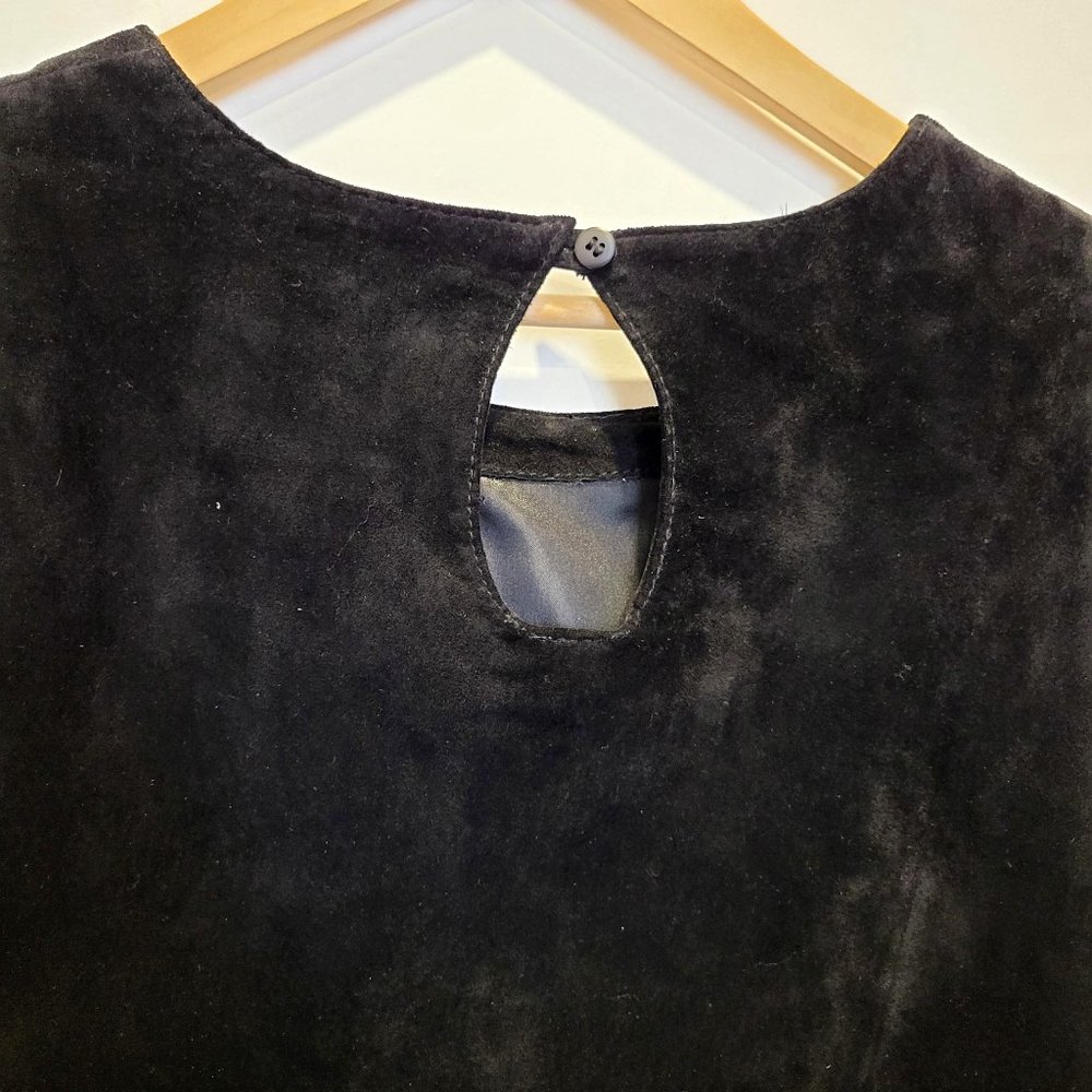 Lakeland Black Suede Leather Sleeveless Top, Lasercut Details, Size US 8, EUC - Picture 6 of 12